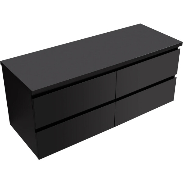 CERANO - Kúpeľňová skrinka Carole + doska pod umývadlo Navira Pro - 36 mm - čierna matná - 120x51,6x46 CER-668285