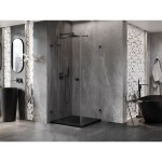 MEXEN/S - Lunar T sprchovací kút dvere krídlové ľavá 80 x 80, transparent, čierna 834T-080-080-70-00-L