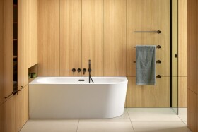 BESCO - Voľne stojaca vaňa AVITA A-LINE biela, sifón s prepadom - Farba sifónu - Chróm, Rozmer vane - 170 × 75 cm, Spôsob prevedenia - Pravé VANAVITAL17P