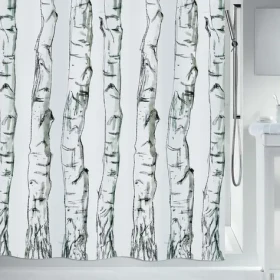 Spirella WOOD sprchový záves motív les 180 x 200 cm biely/polyester
