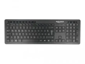 DeLock čierna / Klávesnica / Bezdrôtová 2,4 GHz / QWERTZ / DE / Tichá (12004)