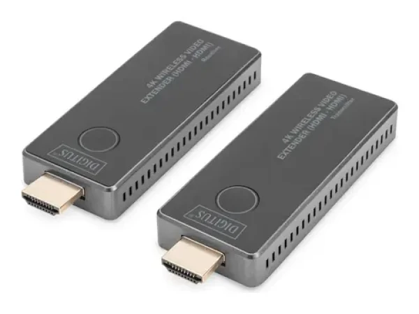 Digitus DS-55323 sivá / Bezdrôtový predlžovač HDMI / 4K 30Hz / dosah 30 m / AES 128bit (DS-55323)