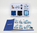 Mamido Mamido Magnetická stavebnica polícia 28 dielov, policajná motorka, vrtuľník, auto, pes MT1479