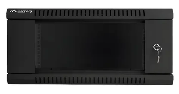 Lanberg WF01-6404-10B čierna / Nástenný rozvádzač / 19" / 4U / 600×450 mm / sklenené dvere / flat pack (WF01-6404-10B)