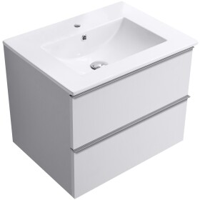 CERANO - Kúpeľňová skrinka Velora - biela matná, úchytka chróm + keramické umývadlo Todo - 71x55x46,5 CER-664870