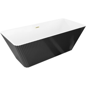 MEXEN/S - Tava voľne stojaca vaňa reliéf 170 x 75, biela/čierna, sifón a prepad zlatá kartáčovaná 52851707575-55
