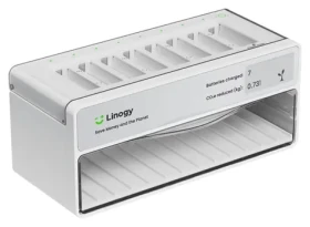 Linogy AA/AAA / Nabíjačka batérií / 8 slotov / 40 úložných pozícií / USB-C / E-Ink displej (P1160365)
