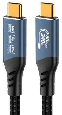 PremiumCord USB4 Ver. 2.0 80Gbps 240W 0,8m / Kábel USB4 / Thunderbolt 3/4 (ku4ca08)