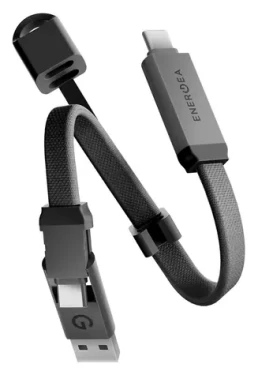 Energea Sheath Key 2v1 Gunmetal / Nabíjací a dátový kábel na kľúčenku / USB-C / 60 W / 15 cm (CBL-SHTHKEY-GUN015)