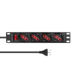 Lanview 10" rozvodný panel 4X Schuko čierny / Rozvodný panel / 1U / 2 m kábel / 5 rokov záruka (LVR-2MIT-SW-IT4)