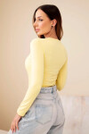 Dámska základná blúzka so štvorcovým výstrihom a dlhými rukávmi žltá UNI