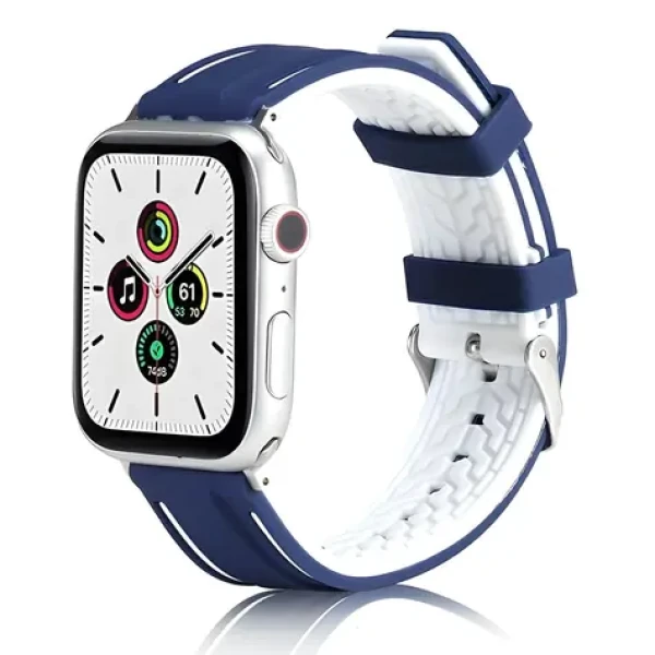 Beline SOLID Silicone tmavo modro-biely / Opasok pre Apple Watch / 42/44/45/49 mm