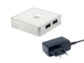 Conceptronic USB hub 4X USB-A 3.0 biely / USB-A hub / Micro-B / napájací adaptér 5V/2A (HUBBIES03W)