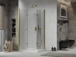 MEXEN/S - Lima Duo sprchovací kút 80x70, transparent, zlatá + vanička so sifónom 856-080-070-50-02-4010G
