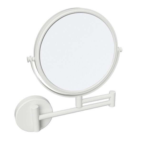 SAPHO - X-ROUND WHITE závesné kozmetické zrkadlo, priemer 200, obojstranné, biela mat XR006W