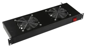 Lanview RAF115BL čierna / Ventilátorový modul / 1U / 2 ventilátory / 280 m3/h / analógový termostat (RAF310BL)