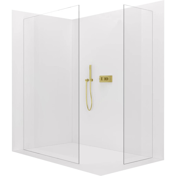 CERANO - Sprchová zástena Walk-in Crystal TL/P - 8 mm - bezvzperový systém - zlatá, transparentné sklo - 110x100x200 CER-8050BD5685