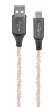 Ansmann 1700-0158 čierna / Dátový a nabíjací kábel / USB-A - USB-C / 1 m / LED osvetlenie / 60W (1700-0158)