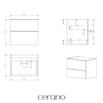 CERANO - Kúpeľňová skrinka pod umývadlo s úchytkou Velora - čierna matná, čierna úchytka - 59x53x46,5 CER-665032