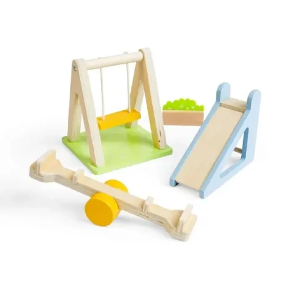 Bigjigs Toys Drevený nábytok do domčeka pre bábiky Vonkajšie ihrisko