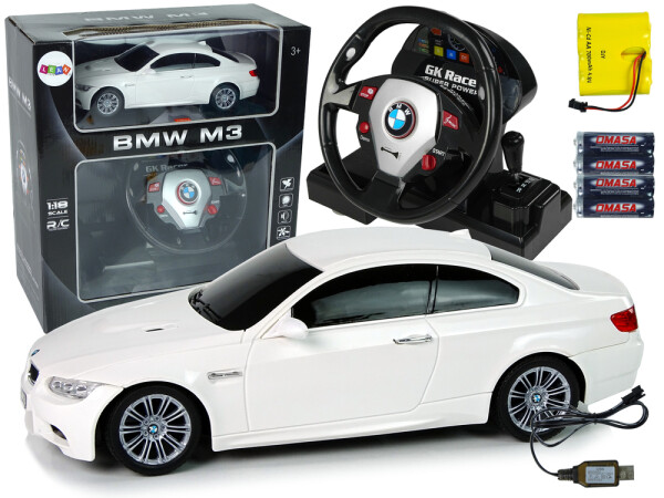 Mamido Auto na diaľkové ovládanie R/C BMW M3 1:18 so zvukom a svetlami bielej
