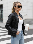 Dámska kožená bunda TY5455 black - FashionStreet XL