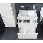 Mereo Opto, kúpeľňová skrinka s keramickým umývadlom 61 cm, biela/dub Riviera CN930