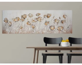 Ručne maľovaný obraz Kvety 120x40 cm, 3D štruktúra%