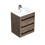 Kúpeľňová skrinka s čiernou úchytkou a umývadlom SAT Cube Way 60x76,5x46 cm dub Wellington mat CUBE46C603DWMOD CUBE46C603DWMOD
