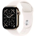 Apple Watch Series 11 GPS+Cellular 46mm Zlaté titánové telo - Svetlo rumenný športový remienok M/L / 160-210 mm (MFD64MP/A)
