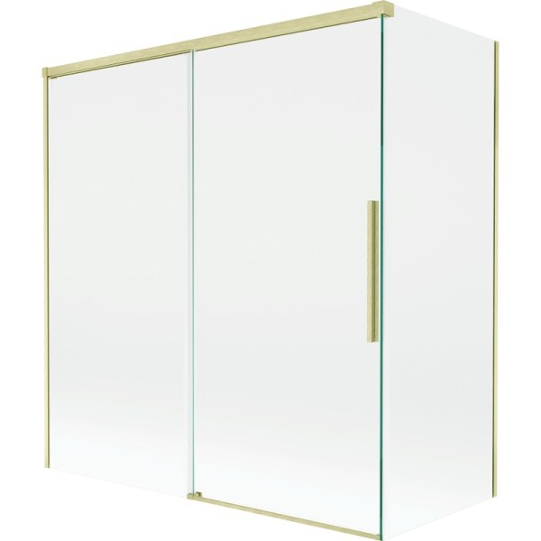 MEXEN/S - Rox vaňová zástena 2-krídlová posuvná 150 + 70 x 150, transparent, zlatá kartáčovaná 8C9-150-070-55-00