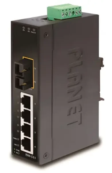 Planet ISW-511 / Switch priemyselný / 4X 10/100 RJ-45 / 1x 100FX MM 2km / DIN lišta / IP30 (ISW-511)