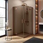 REA/S - Sprchová kabína Hugo Double 90x100 Copper Brush KPL-K6975