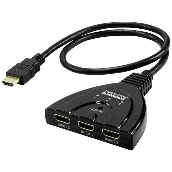 SpeaKa Professional SP-HDSW-200 3 porty Prepínač HDMI pripravené pre Ultra HD 7680 x 4320 Pixel; SP-12533276