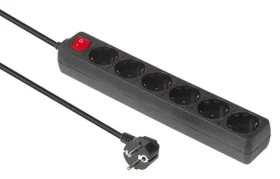MicroConnect Predlžovačka 6x Schuko s vypínačom čierna / Predlžovací kábel / 1,5 m / 16 A / 250 V (MC-GRU00615BS)