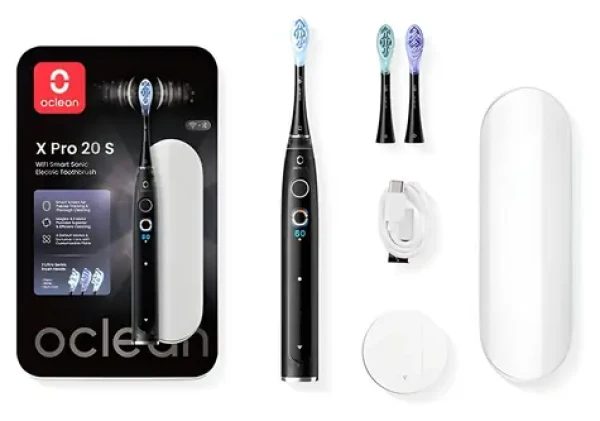 Oclean X Pro 20 čierna / Sonická zubná kefka / 84 000 kmitov / 12 oblastí / cestovné puzdro / Bluetooth (C01000744)