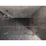 MEXEN/S - Lunar T sprchovací kút dvere krídlové pravá 75 x 110, transparent, meď kartáčovaná 834T-075-110-65-00-P