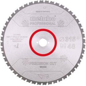 Metabo HW/CT 315X30 48 WZ 628224000 tvrdokovový pílový kotúč 315 x 30 x 1.8 mm Počet zubov (na palec): 48 1 ks; 628224000