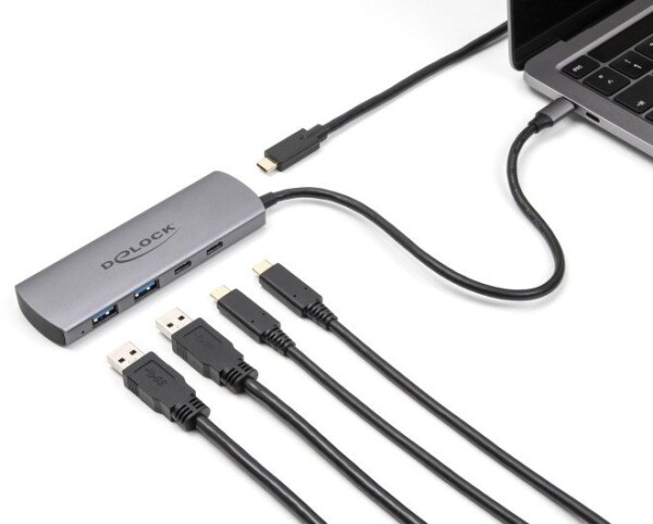 Delock DeLOCK 64299 huby i koncentratory USB 3.2 Gen 1 (3.1 Gen 1) Type-C 10000 Mbit/s Sivý