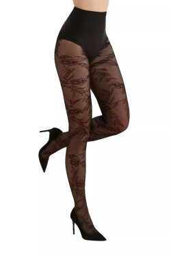 Dámske pančuchy Floral 576 - GABRIELLA černá 2