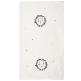 GREEN GATE Stolový behúň s výšivkou Zelda White 45 × 140 cm