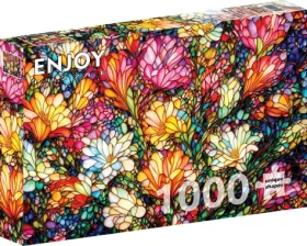 ENJOY Puzzle Abstraktná vitrážová kvetinová záhrada