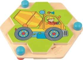 GOKI Puzzle hexagon Stavebné stroje