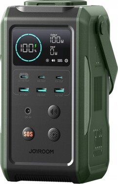 Joyroom Powerbank Joyroom JR-PBF10 75000mAh 100W 3x USB-C 3x USB-A ze składaną rokovarką i rączką - Zelený