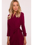 S415 Košeľové šaty viazané v páse - bordové EU XXL
