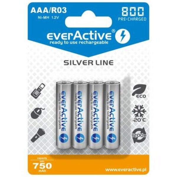 EverActive Silver Line nabíjacia batéria AAA (R03) 800 mAh 4ks / Ni-MH (EVHRL03-800)