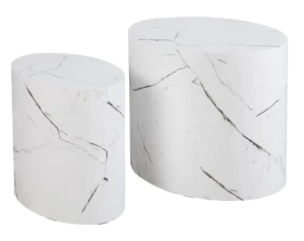 Súprava oválnych stolíkov Alvo, imitácia biely mramor, 2 ks%