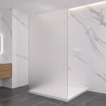 CERANO - Sprchová zástena Walk-in Onyx Duo Ľ/P - 8 mm - guľatá vzpera - biela matná, mliečne sklo - 100x200 CER-8050BD2181