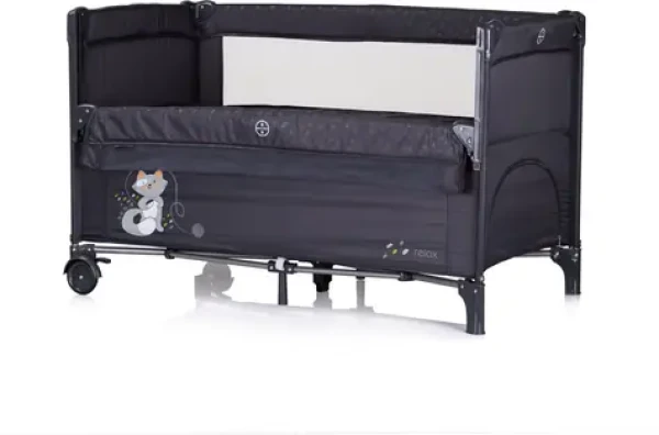 CHIPOLINO Postieľka cestovná so sklopnou bočnicou Relax Anthracite (KOSIRE256AN)
