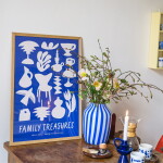 Bella Rose Plagát Family Treasures Beige / Blue 30 x 40 cm